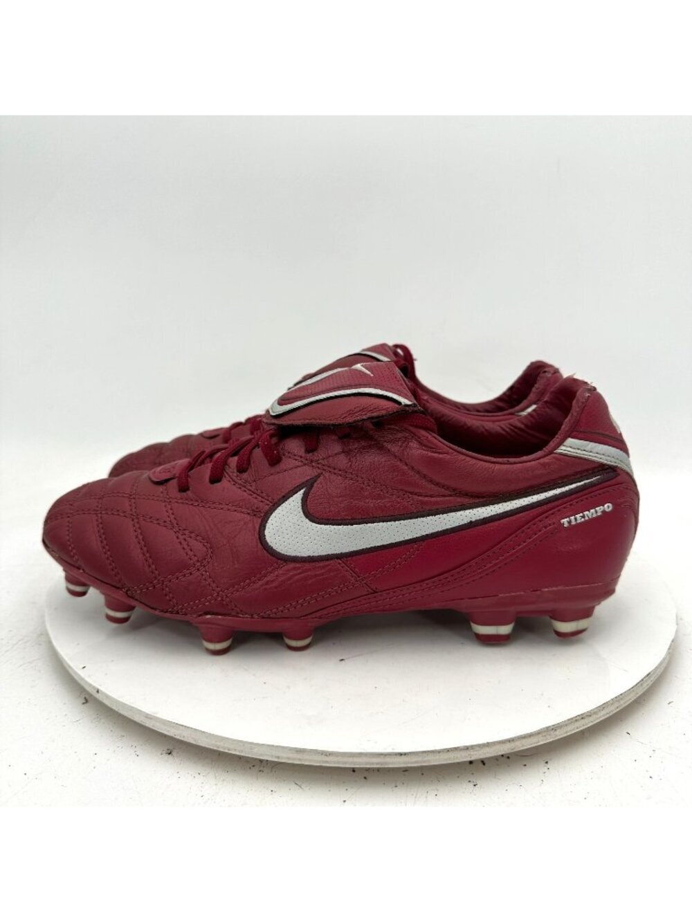 Nike Tiempo Mystic III Men Sz 9 366180-606 Burgundy Platinum Football Cleat Shoe